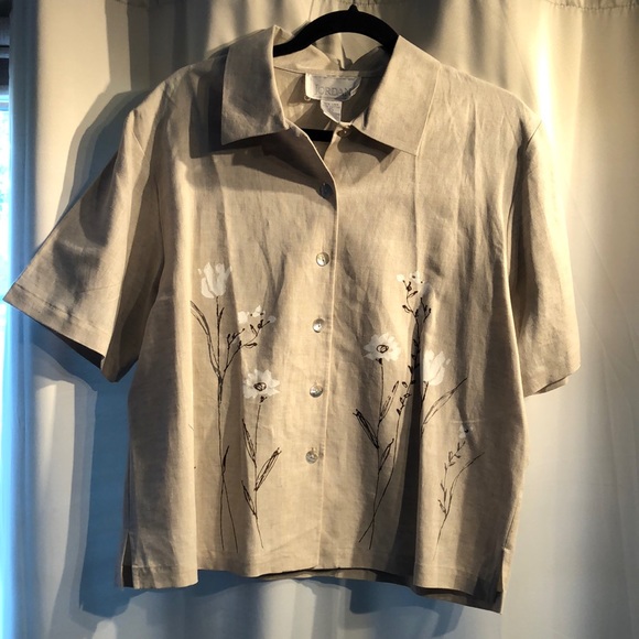 Jordan Tops - Jordan Linen (55%) Top - Tan - Large